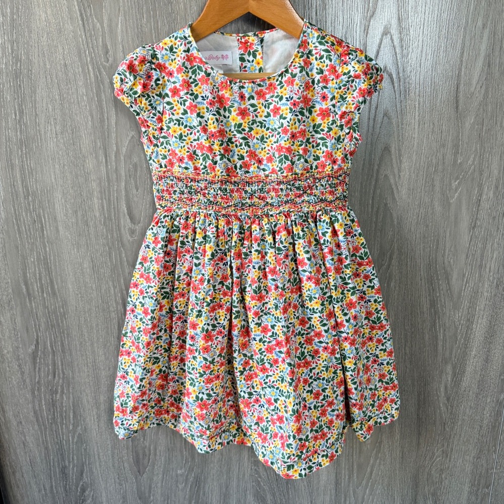 Bonnie Baby Floral Smocked Dress Toddler Girls 4T Multicolor Lined Cottagecore